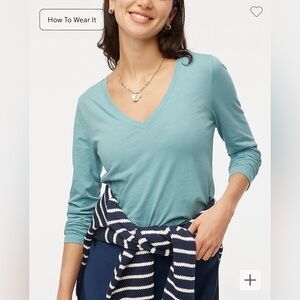 NWT Long-sleeve vintage slub cotton V-neck tee in Equanimity, Size Medium